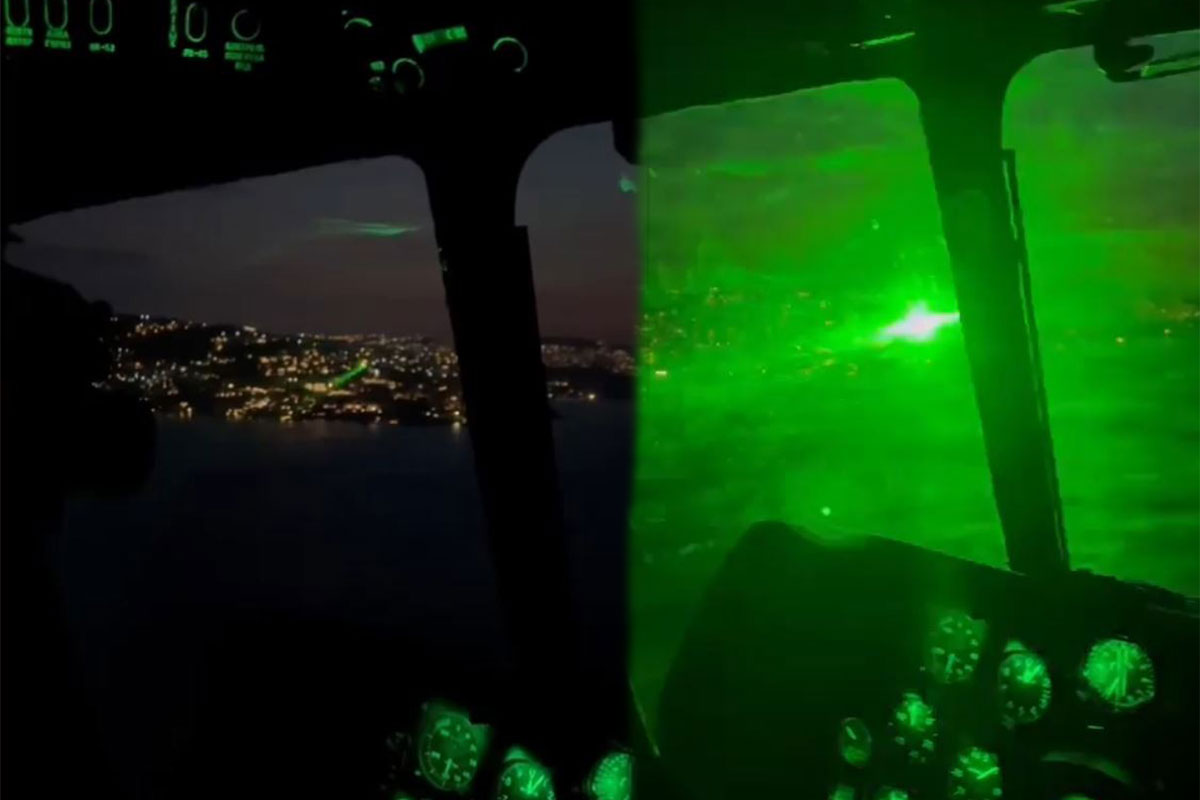 Yangın söndürme helikopterine lazer tuttular